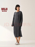 無印良品（MUJI）女式 柔軟針織家居連衣裙 長袖睡裙女寬松家居服秋季 FD33CC5A 炭灰色 S -M (160/84A) 曬單實拍圖