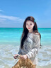 衣品元韓系慵懶風(fēng)長(cháng)袖罩衫t恤女2025秋季新款字母印花露肩上衣寬松設計 白色 M 白色（90-105斤） 曬單實(shí)拍圖
