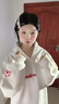 LDBE美式刺繡連帽衛(wèi)衣女春秋新款加絨寬松小眾設(shè)計(jì)感oversize外套上衣 白灰色【春秋薄款】 M 【80-100斤】 曬單實(shí)拍圖