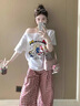 LDBE韓系斜肩白色短袖t恤女夏季2025新款半袖寬松設(shè)計(jì)感小眾露肩上衣 白色 S 【80-90斤】 曬單實(shí)拍圖