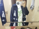 初語(yǔ)毛衣女2025秋季新款開衫外套斑點(diǎn)犬提花減齡復(fù)古針織衫 藏青 S 曬單實(shí)拍圖