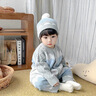 G.DUCKKIDS嬰兒衣服連體衣毛衣秋冬男女寶寶純棉線(xiàn)針織爬服滿(mǎn)月可愛(ài)帶帽套裝 天藍 73cm 曬單實(shí)拍圖