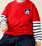 迪士尼寶寶（Disney Baby）童裝男童T恤兒童長(cháng)袖中小童春季假兩件純棉百搭上衣 紅色 100 曬單實(shí)拍圖