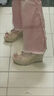 貞喜氣小個(gè)子增高厚底坡跟涼鞋女仙女風(fēng)蝴蝶結魚(yú)嘴坡跟高跟涼鞋女 裸色無(wú)印花-仿藤編 3-7cm 37 曬單實(shí)拍圖