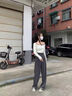 魯雅爾通勤風(fēng)西裝褲女夏季高級(jí)感垂感顯瘦休閑褲小個(gè)子窄版直筒闊腿褲 灰色 L 曬單實(shí)拍圖