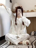 莫代爾棉紗睡衣女春秋款新款長(zhǎng)袖甜美高級(jí)感圓領(lǐng)純棉寬松大碼家居服套裝 #MZQ-9051款 L 【96-110】斤 曬單實(shí)拍圖