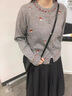 韓璐嬌（hanlujiao）秋季連衣裙女裝2025新款早秋穿搭一整套韓系減齡顯瘦氣質(zhì)套裝裙子 灰色毛衣+半身裙 M 曬單實(shí)拍圖