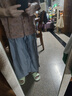 啄木鳥(niǎo)2025春夏直筒亞麻闊腿褲女復古高腰褶皺寬松大碼棉麻薄款休閑褲子 純色裙褲 灰色  XL  建議120-135斤 曬單實(shí)拍圖