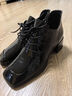 星期六方頭牛皮革單鞋女軟底粗跟面試正裝鞋增高通勤小皮鞋 黑色 38  曬單實(shí)拍圖