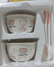 釉下彩可愛(ài)卡通碗碟套裝家用高顏值陶瓷碗筷盤(pán)餐具 2碗2勺 4件套 曬單實(shí)拍圖