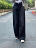 Lee寬松直筒經(jīng)典五袋款黑色女闊腿牛仔褲休閑潮 曬單實(shí)拍圖