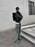 貓人牛仔褲子男士春秋季美式高街cleanfit寬松休閑直筒褲彎刀工裝長(zhǎng)褲 G1107藍(lán)色 XL 曬單實(shí)拍圖