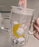 富光 玻璃杯家用兒童牛奶杯子帶刻度耐熱吸管水杯喝奶杯微波爐可加熱 曬單實拍圖