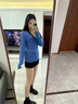 美式藍(lán)色麻花V領(lǐng)毛衣女秋冬2025新款內(nèi)搭針織打底衫修身顯瘦上衣 藍(lán)色 M 曬單實(shí)拍圖