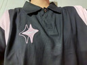 哈魯迪短袖t恤女2025夏季設計感小眾拼接撞色polo領(lǐng)半袖上衣潮流女裝 黑拼粉 M 100-110斤） 曬單實(shí)拍圖