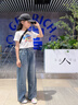 OVE女童牛仔褲2025新款大童秋季薄款直筒春秋窄版闊腿褲兒童秋裝褲子 13095藍色 【春秋款】 150 cm 曬單實(shí)拍圖