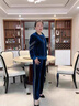 緹米媗中老年女裝秋裝休閑套裝媽媽裝春秋運動服金絲絨時尚拼接三件套 孔雀藍（213088三件套） 2XL 建議穿118-130斤 曬單實拍圖
