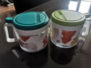 茶花調(diào)料盒圓形玻璃調(diào)味瓶家用廚房調(diào)味罐鹽罐調(diào)料罐調(diào)味盒調(diào)味料帶勺 藍(lán)色1個(gè)+綠色1個(gè) 曬單實(shí)拍圖