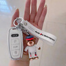 奧迪新A4L鑰匙套A6L/A3/A5/A7包Q5L/Q3/Q7/Q6/tt車殼扣小熊可愛(ài)女 奧迪A款鋁合金光面白色+白色小熊 曬單實(shí)拍圖