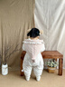 班喜迪嬰兒羽絨服連體衣冬季女寶寶衣服白鴨絨嬰幼兒加厚連帽外出服秋冬 米色 80 曬單實(shí)拍圖