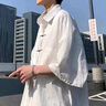 籬人歸冷淡風(fēng)感套裝男新中式國風(fēng)短袖襯衫西褲夏裝酷鹽系炸街兩件套 兩件套【白色襯衫+咖色褲子】 XL 135-150斤可穿 曬單實(shí)拍圖