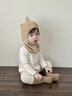 MKOK英國寶寶帽子秋冬季0-3歲嬰幼兒小月齡男女兒童防風(fēng)護耳圍脖帽子 恐龍連體帽-卡其色 帽圍46-52CM(建議7個(gè)月-4歲) 曬單實(shí)拍圖
