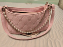 小野七天珍珠鏈條腋下包甜美可愛(ài)單肩包時(shí)尚單肩通勤包女 雙鏈條腋下包【粉紅色】 曬單實(shí)拍圖