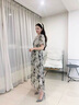 Markos國際品牌雪紡中袖印花連衣裙女夏季新款V領(lǐng)顯瘦感中長款a字裙子女 碎花 M 建議100-110斤 曬單實(shí)拍圖