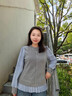 MsShe【45支綿羊毛】大碼女裝2025秋裝胖mm木耳邊假兩件針織毛衣 【條紋款】花灰色25年10月10日到貨 3XL 曬單實(shí)拍圖
