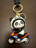 可愛(ài)機車(chē)熊貓鑰匙扣創(chuàng  )意卡通摩托車(chē)公仔鑰匙鏈情侶包包掛件小禮品 機車(chē)熊貓-黑色 曬單實(shí)拍圖