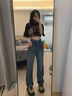 MJ STYLE牛仔褲女2025夏季新款高腰窄版顯瘦百搭復(fù)古藍(lán)直筒闊腿褲 藍(lán)色 M 曬單實(shí)拍圖