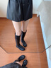 MANTENER GRAN女士長(zhǎng)筒騎士靴復(fù)古真皮黑色靴子不過(guò)膝長(zhǎng)靴 MG女鞋 黑色 36 曬單實(shí)拍圖