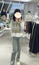 森馬（Semir）長(cháng)袖襯衫女冬季菱形格V領(lǐng)短背心易打理襯衣俏皮學(xué)院風(fēng)兩件套 白咖色調00315 M 曬單實(shí)拍圖