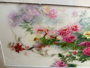 瑪朵維汀手工蘇繡富貴牡丹圖1-4絲橫版掛畫(huà)花開(kāi)富貴客廳臥室辦公室裝飾畫(huà) 畫(huà)芯尺寸160*60cm 帶框198*88cm 曬單實(shí)拍圖