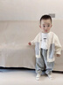 G.DUCKKIDS嬰兒春秋衣服純色保暖分體三件套一2周歲3男寶寶4外出5洋氣男童裝 米白色 三件套 90cm (21斤-25斤) 曬單實(shí)拍圖