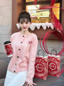 矜持范毛衣女小狗貼布糖果色甜美針織開衫毛衣女2025秋季新款外套 粉色 M 建議90-105斤 曬單實拍圖