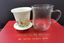 蘇氏陶瓷玻璃花茶杯帶蓋過(guò)濾泡茶杯辦公杯水杯富貴牡丹杯伴手禮物 乳白色 曬單實(shí)拍圖