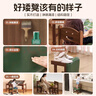 實(shí)木小椅子家用笑臉靠背凳子客廳茶幾板凳簡(jiǎn)約方凳軟包沙發(fā)凳矮凳 橙色軟墊丨胡桃色30*28*50CM 曬單實(shí)拍圖