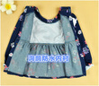 優(yōu)貝祥 女寶寶秋冬印花彈力牛仔長(cháng)袖防水防臟兒童罩衣吃飯衣畫(huà)畫(huà)圍衣倒褂衣女童反穿衣 綠花朵 90【1.5-2歲】 曬單實(shí)拍圖