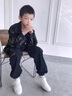 G.DUCKKIDS男童春裝牛仔套裝2025新款兒童裝大童春秋款炸街兩件套潮酷帥衣服 藍色aekosem 150 cm 曬單實(shí)拍圖