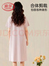 浪莎女士睡衣睡裙女夏季帶胸墊圓領(lǐng)套頭可外穿家居服2025新款甜心紫 曬單實(shí)拍圖