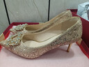 達芙妮高跟鞋女氣質(zhì)水鉆婚鞋新娘鞋秀禾婚紗兩穿淺口單鞋 香檳色 37 曬單實(shí)拍圖