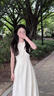 巧丂白色連衣裙女夏白月光2025新款夏日絕美長(cháng)款小白裙子a字收腰長(cháng)裙 杏色 M 曬單實(shí)拍圖
