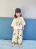 G.duck小黃鴨女童純棉紗布睡衣秋季兒童薄款家居服套裝寶寶空調服夏季 綠色 110 cm 曬單實(shí)拍圖