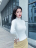翊尚美毛衣女冬新款春秋季半高領(lǐng)針織衫女士打底衫修身顯瘦蕾絲內(nèi)搭上衣 白色【春季薄款】 M 【90-115斤】 曬單實拍圖