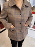 俞兆林（YUZHAOLIN）中年媽媽春秋外套女新款格子中老年秋裝50-60歲洋氣短款老人衣服 卡其色 2XL (建議105-120斤) 曬單實(shí)拍圖