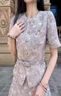 ELASMIN高端品牌羊毛西裝套裙女2025春季名媛粗花呢兩件套 卡其色_西裝+半裙 S 曬單實(shí)拍圖