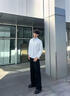 以純（YISHion）2025日系復古假兩件拼接翻領(lǐng)衛衣男秋季潮牌寬松情侶休閑套頭上衣 T329灰色   3XL 曬單實(shí)拍圖