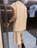 POUM無袖背心套裝男夏季新款寬松大碼短袖短褲潮牌休閑運(yùn)動學(xué)生兩件套 NJN-DHK022杏色(麂皮絨） XL【DHK022這款尺碼偏小，建議拍大一碼】 曬單實拍圖