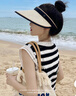 FitonTon遮陽(yáng)帽女戶(hù)外草帽海邊沙灘帽防紫外線(xiàn)太陽(yáng)帽遮臉韓版百搭空頂帽 曬單實(shí)拍圖